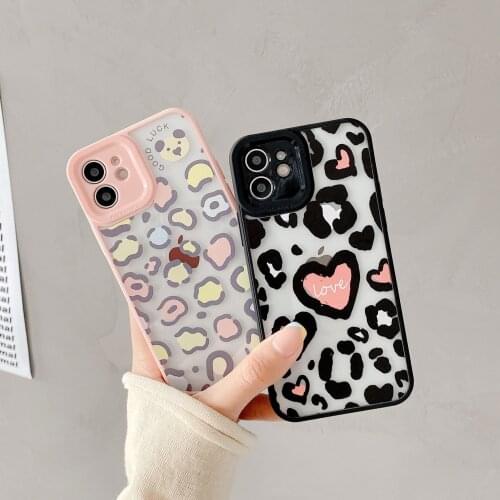 Retro sweet girls kawaii leopard Love Japanese Phone Case For iPhone 11 12 Pro Max Xs Max XR Xs 7 8 Plus X 7Plus case Cute Cover