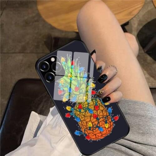 Pineapple Christmas Phone Case Glass Phone Case For iphone 12 11 Pro Max XS XR X 8 7 Plus SE2 Case