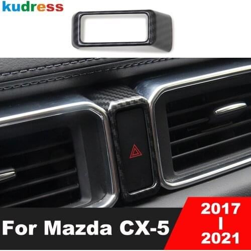 For Mazda CX5 CX-5 KF 2017-2020 Carbon Fiber Car Dashboard Warning Light Button Panel Frame Cover Sticker Interior Accessories