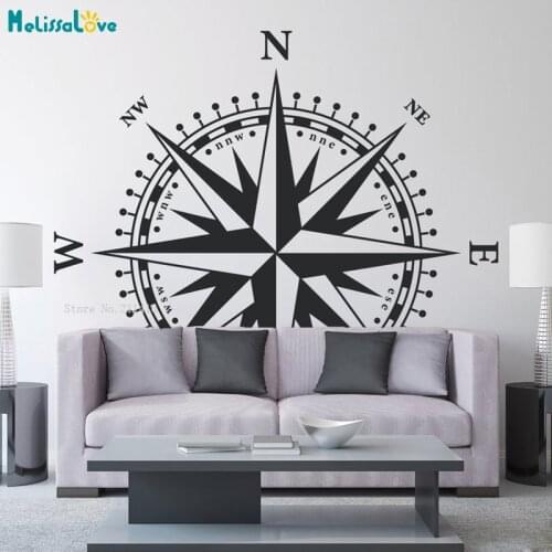Living Room Sofa Background Compass Pattern Wall Strickers Home Decor Art Murals Removable Decals YT5363