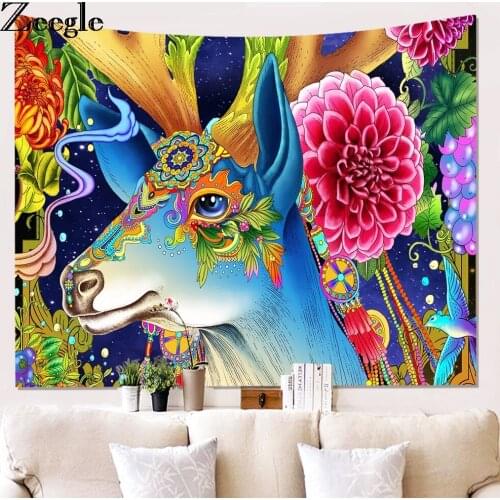 Zeegle Elk Pattern Home Decor Wall Tapestry Mandala Tapestry Beach Throw Towel Yoga Rug Wall Hanging Gobelin Art Crafts