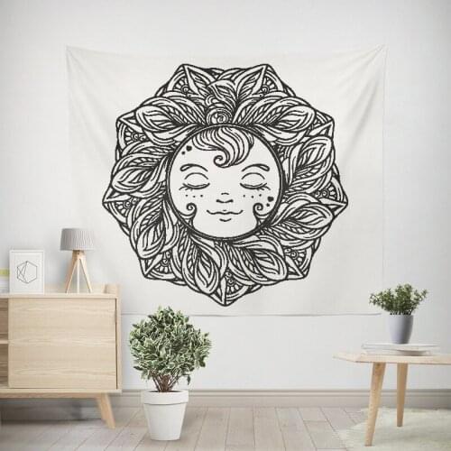 India Mandala Tapestry Wall Hanging Sun Moon Tarot Wall Tapestry Wall Carpet Psychedelic Tapiz Witchcraft Wall Cloth Tapestries