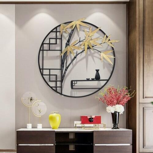 Chinese Wrought Iron Plant Wall Mural Ornaments Livingroom Dining Room Wall Hanging Crafts Decoration Hotel Wall Sticker Decor