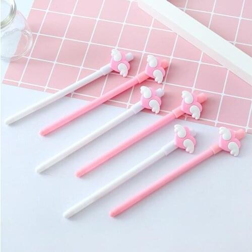 2pc Cute Wings Love Gel Pen 0.5mm Black Refill Children Students Learning Gifts Stationery Cartoon Student Writing Tools