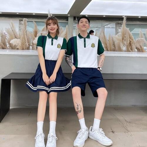 Actual couple student suit class dress regular short sleeves summer couples clothes couples clothing