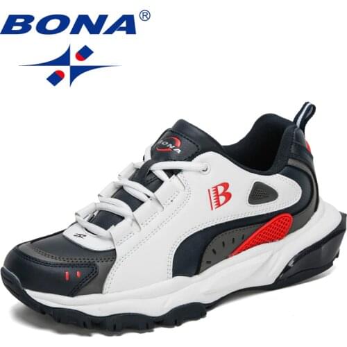 BONA 2021 New Designers Action Leather Casual Running Sport Shoes Men Walking Footwear Breathable Tennis Shoes Mansculino Trendy