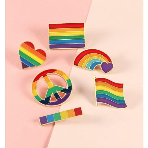 LGBT Badge Gift Jewelry Flag Rainbow Heart Brooch Peace and Love Enamel Pins Clothes Bag Lapel Pin Gay Lesbian Pride Icon Unisex