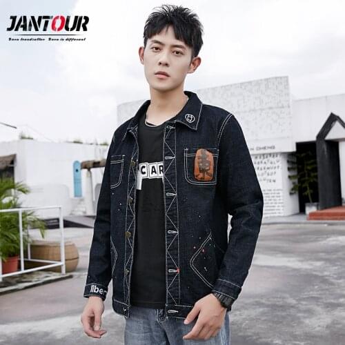 2021 Spring Autumn Mens Denim Jacket Mens Trendy Fashion Multiple Pockets Denim Black Jacket Male Cowboy Jackets Size M-3XL