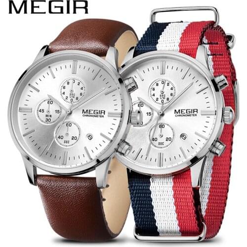 MEGIR Brand Mens Watches Fashion Causal Lovers Chronograph Quartz Watch Man Time Set Wristwatch Relojes Para Hombre Erkek Saat