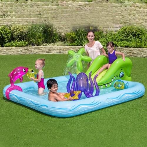 PVC Inflatable Play Center Thickened Safe Paddling Game Pool for Kids With Slide Multifunction Inflatable Splash Paddling Pool