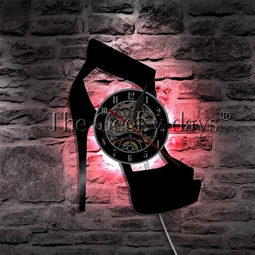 High Heeled Shoe Multi Colors LED Wall Light Sign Fashion LED Wall Art Wall Clock with LED Backlight