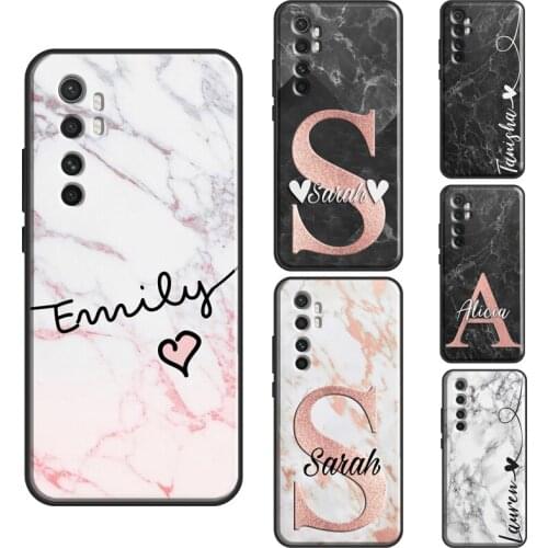 PERSONALISED INITIALS PERSONALIZED MARBLE Case For Xiaomi POCO F2 Pro X3 NFC Cover For Mi 9 T Pro Mi 10 Ultra A3 Mi Note 10 Lite