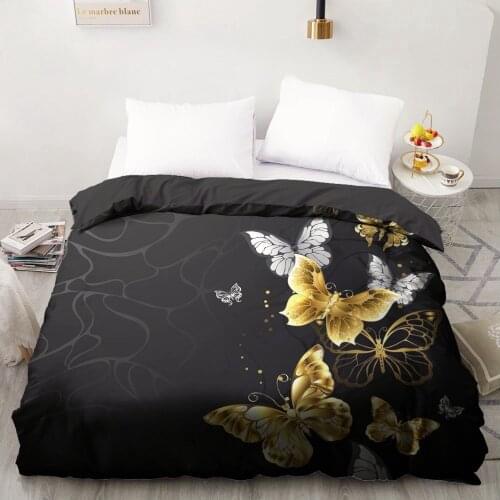 3D HD Printing Custom Duvet Cover Comforter/Quilt/Blanket case Twin Full Queen Bedding 180x210 Black butterfly Bedclothes
