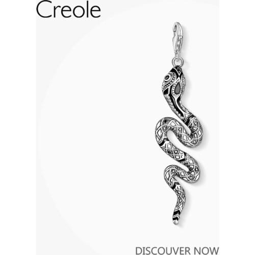 Black Snake Charm Pendant,2020 Spring Fashion Brand New Vintage Jewelry Real 925 Sterling Silver Romantic Gift for Women Girls