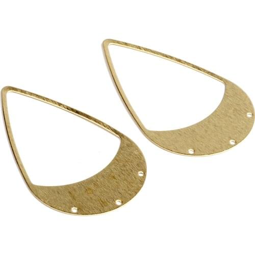 Brass Textured Charms, Raw Brass Earrings Findings,Raw Brass Pendant,Drop Shaped Earrings, Brass Charm,58.5x35mm-RB1339