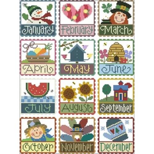 December stamp patterns Counted Cross Stitch 11CT 14CT DIY Chinese Cross Stitch Kits Embroidery Needlework Sets