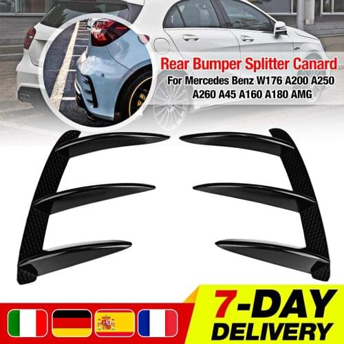 1Pair Car Black ABS Rear Bumper Splitter Spoilers Canard For Mercedes for Benz W176 A200 A250 A260 A45 for AMG