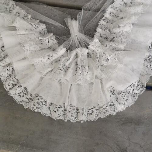 3 Layers Ruffled Chiffon Lace Trim Pleated Trim For DIY Sewing Costume Apparel Wedding Lace Dress Decor dolls dress