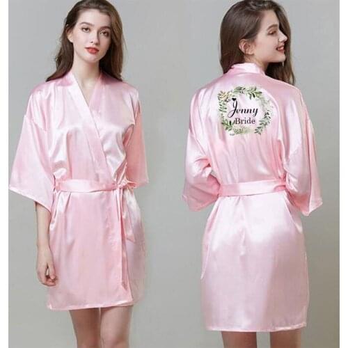 Flower Print bride Bridesmaid Robe Satin wedding dressing gown bride to be Gift Bridal Party bath robes