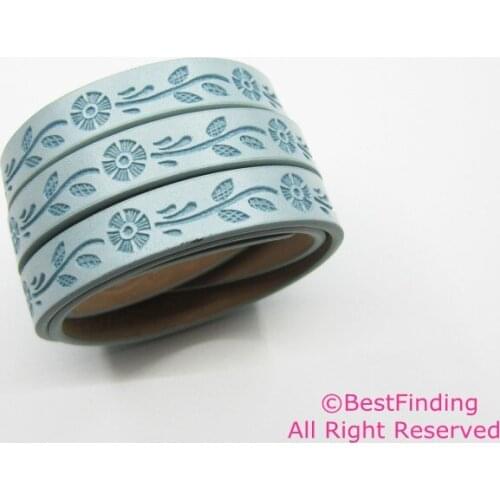 10mm Flat leather cord Light turquoise Dandelion amboss 10x2mm leather cord S1037