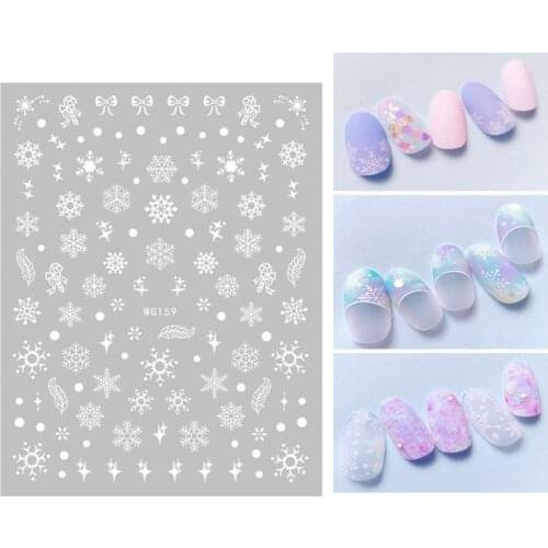 10PCS 3D White Snowflake Christmas Nail Art Sticker DIY Adhesive Leaf Nail Art Supplies Tree Nail Slider WG160