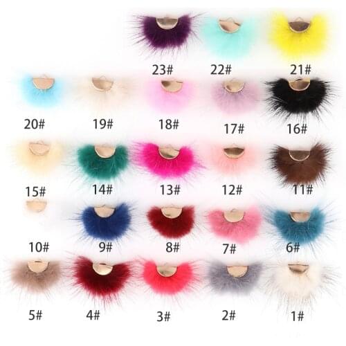 2pcs Fashion Mink Fur Ball Pompoms Earring For Ring Earring Sewing On Knitted Key chain Scarf DIY Jewelry Findings