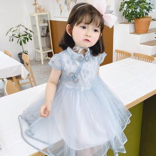 2020 Summer Toddler Baby Girls Clothes Mesh Lace Vestidos Girl Princess Dress Kids Party Wedding Dresses For Girl Costume JW7863