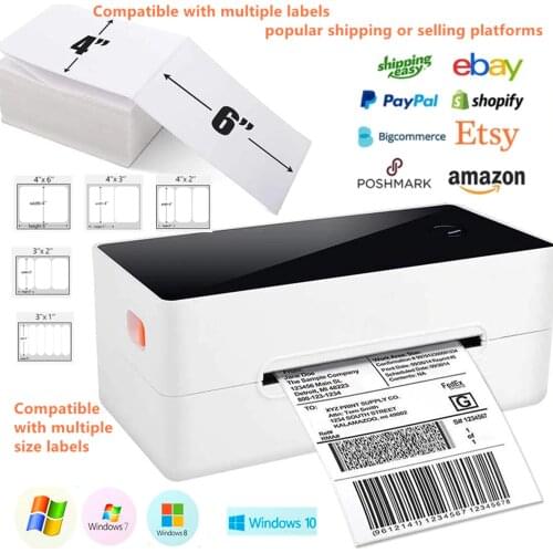 4 Inch Shipping Label Printer Express Delivery 4×6 Label Paper Fast Printing Auto Learn Paper Size USB Thermal Barcode Printer