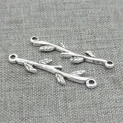 4pcs of 925 Sterling Silver Flower Leaf Branches Connector Charms for Bracelet