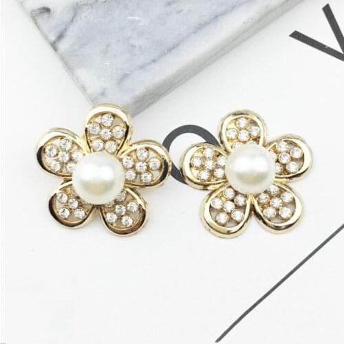 50pcs Drill Strass Jewelry Flower Pearl Rhinestone Button Buckle Charms Wedding Brides Hair Decor Invitation Hair Clips Ornament
