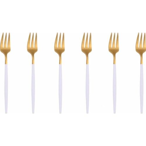 6 Pcs Stainless Steel Dinner Forks Flatware Cutlery Set Dessert Matte Tea Forks Kitchen Home Creative Party Coloful Fruit Forks
