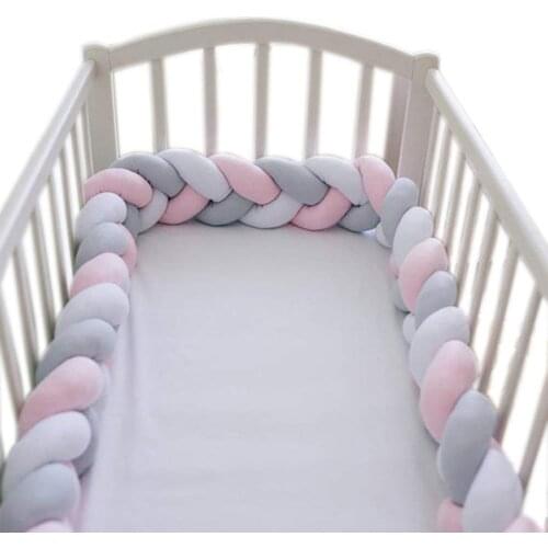 200CM Nordic Baby Crib Bumper Knots Braided Plush Nursery Cradle Decor Newborn Gift Pillow Cushion Junior Bed Sleep Bumper