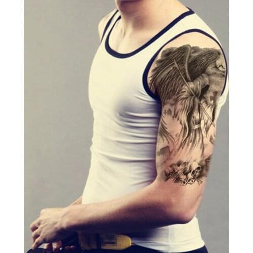 Big Temporary Black Death Skull Tattoos Fake Tattoos Stickers Large Arm Should Temporary Tattoo For Men Boy