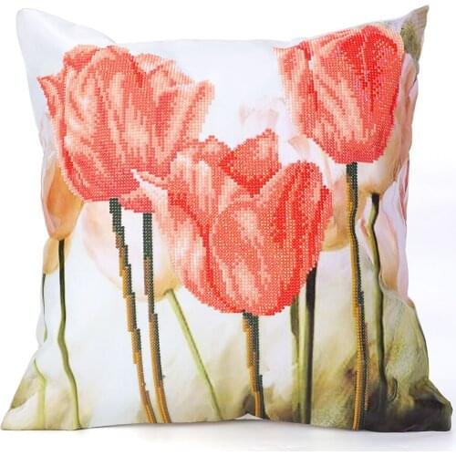 Partial Round AB Drill Diamond Painting Tulip Cushion Cover Replacement Pillow Case DIY Art Mosaic Cross Stitch Home Decor