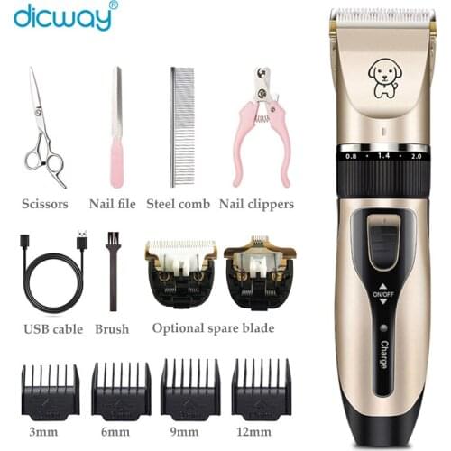 Pet Dog Cat Low-Noise Hair Clipper Grooming Shaver Cut Machine Set Pet Clipper Electric Pet Hair Trimmer Shaver Rechargeable