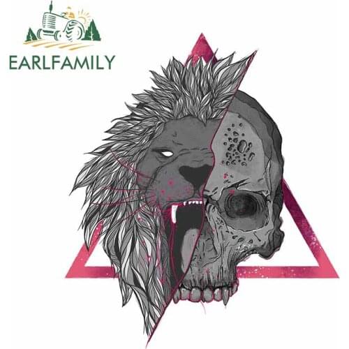 EARLFAMILY 13cm x 11cm for Lion and Skull Motorcycle Car Sticker Cartoon Windows Decal Occlusion Scratch Personality Decoration