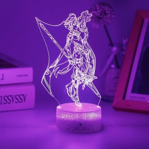 Anime Figure Led Lamp 3D Manga Fairy Night Lights For Indoor Bedroom Birthday Party Decorations Indie Kids Gift Genshin Impact