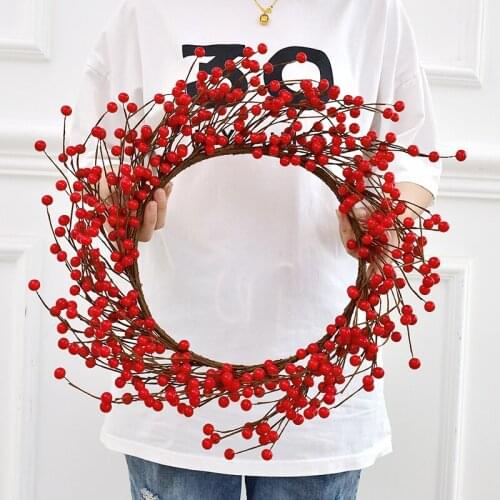 Simulation berry rich fruit pine cone Christmas wreath rattan door hanging diy decoration Christmas ornaments