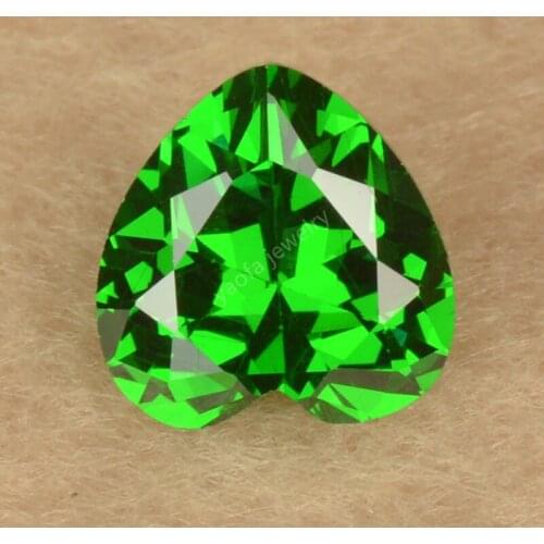 Hot Sale 3*3~10*10mm 5A Heart Shape Cubic Zircon Stone Deep Green Color Lab Created Gems Loose CZ Crystal Stone For Jewelry DIY