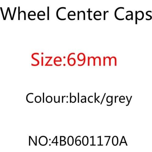 4pcs/lot 69mm Grey Black Wheel Center Cap Hub Caps Covers Badge Emblem for TT A3 A4 A5 A6 A7 A8 Q5 R8 S3 S4 S5 S6 4B0601170A