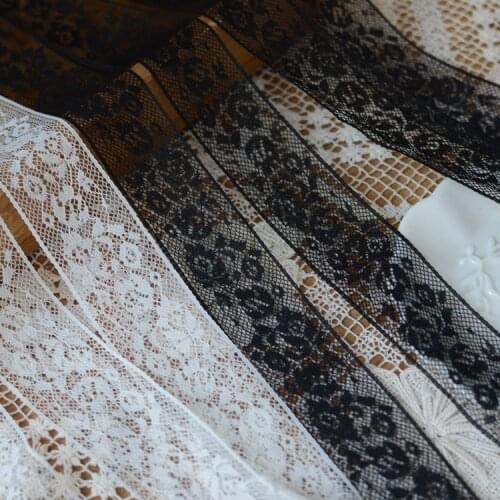 10Meters/lot good quality off white /black polyester lace trim rose home garden table cloth clothes accessories X821
