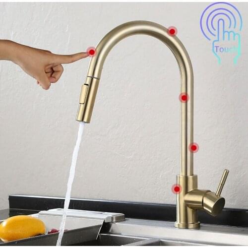 Kitchen Faucet Smart Touch Pull Out Hot And Cold Water Switch Mixed Faucet Induction Spray Faucet Kitchen Convenient Sink Faucet