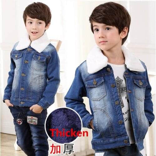 Jacket For Girls Boys 2018 Winter Plus Cashmere Thicken Jeans Coat Children Clothes Warm Fashion Baby Denim Jackets 4 6 8 10 12