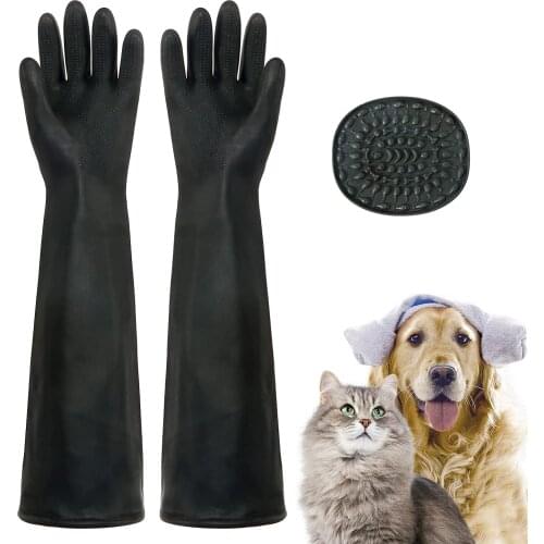 Chemical Resistant Gloves Latex Glove Safety Work Cleaning Protective Heavy Duty Industrial Black Rubber Sand Blasting Gloves