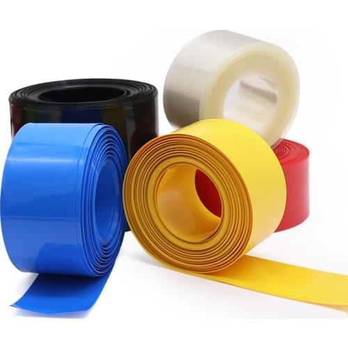 Lithium Battery Insulation Sleeve 120mm Flat Width Battery Pack Φ76mm Heat Shrinkable Film Black Green Blue