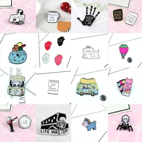 Best selling Panda Dog Hot Dog Fan Table Panda Playing Alarm Clock Hand Coffee Cup Spider Heart Animal Metal enamel Lapel Pins