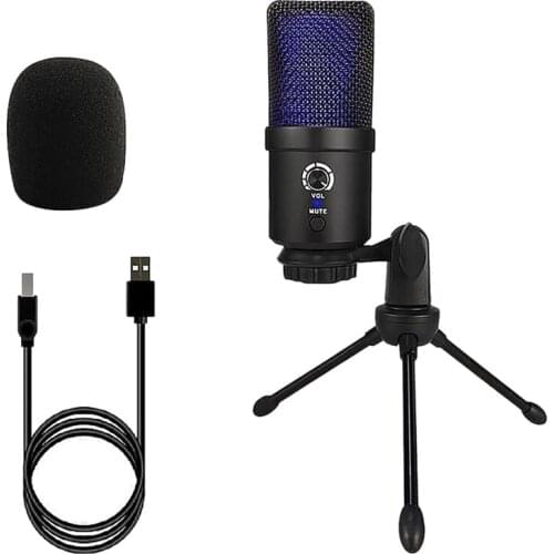 Recording Mic, RGB Condenser Microphone For Recording Streaming Youtube Zoom Podcasting Portable Live Broadcast Mic
