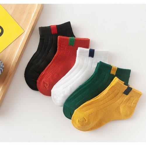 5Pairs/Lot Baby Boys Girls Soft Cotton Socks Children Cartoon for School Sport Socks Girl Striped Bear Cute Sock Kids 1-10years