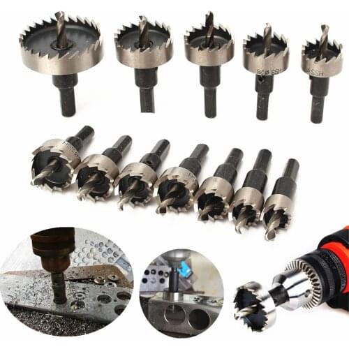 12pcs/lot 15-50mm HSS Drill Bit Set Holesaw Hole Saw Cutter Drilling Kit Hand Tool for Wood Stainless Steel Metal Alloy Cutting