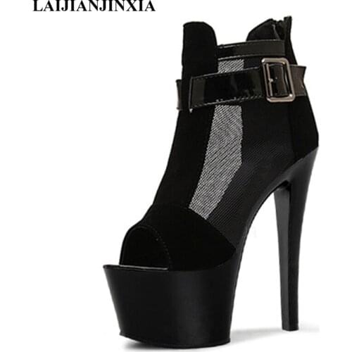 New ultra high heels with fish-mouth sandals and sexy heels, 17cm cold boots and Dance Shoes